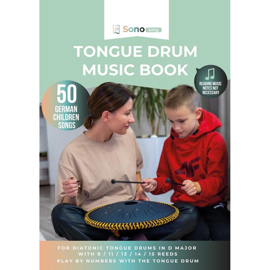 Tongue Drum Music Book - 50 German Children's Songs - For all tongue drums in D major with 8 / 11 / 13 / 14 / 15 tongues - PDF for download