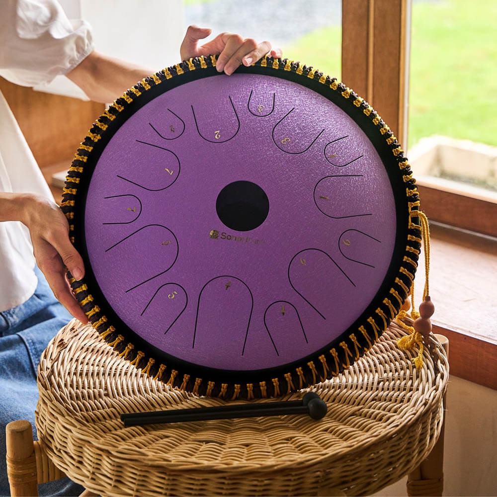 SonodrumSteelTongueDrumExclusive14Inches-14Tongues-Hold-Lilac