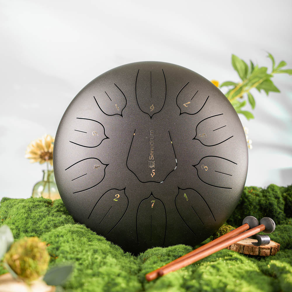 SonodrumSteelTongueDrumStandard-12Inches_11Tongues_CMajor-Nature-Black