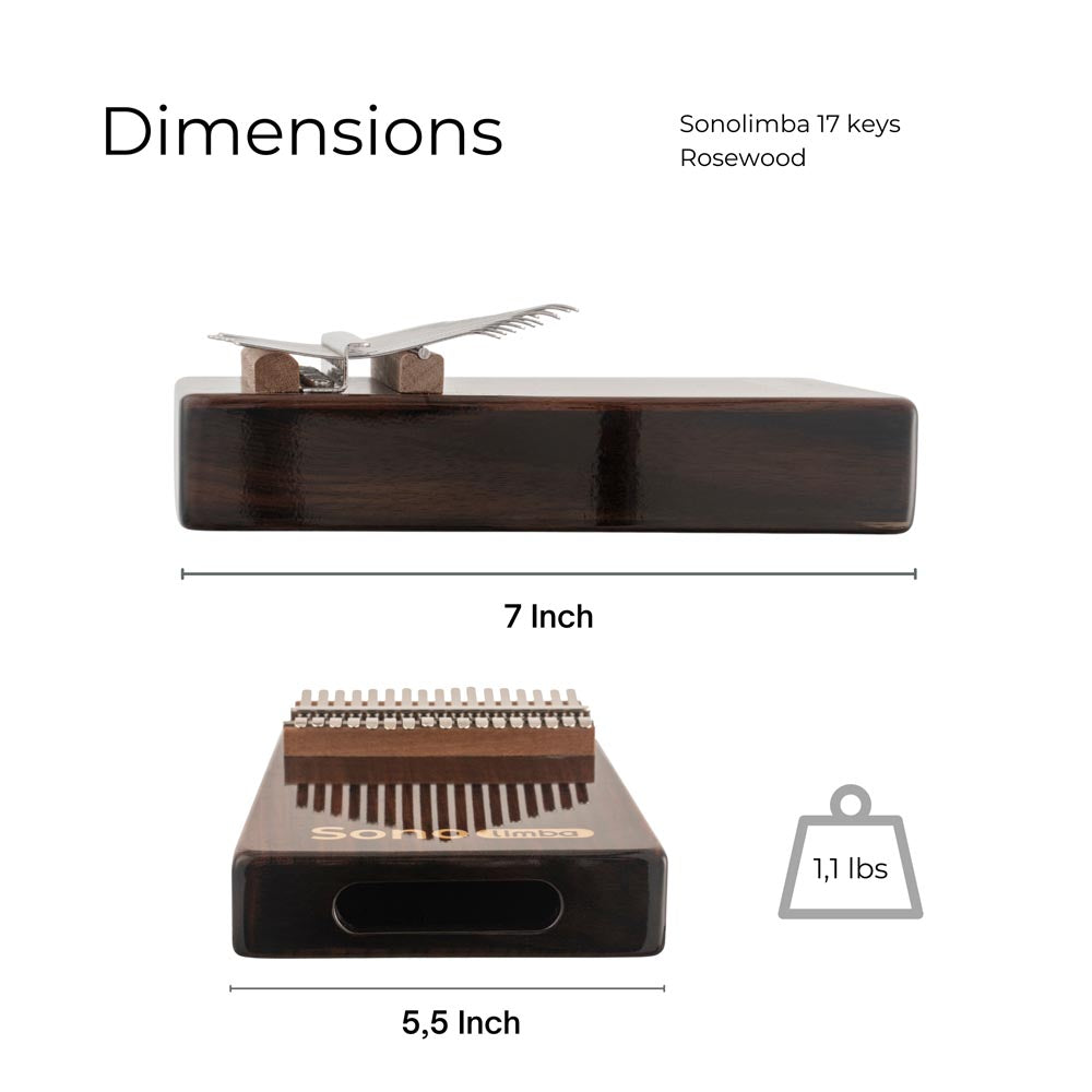 SonolimbaKalimba17keysRosewoodCMajorDimensions