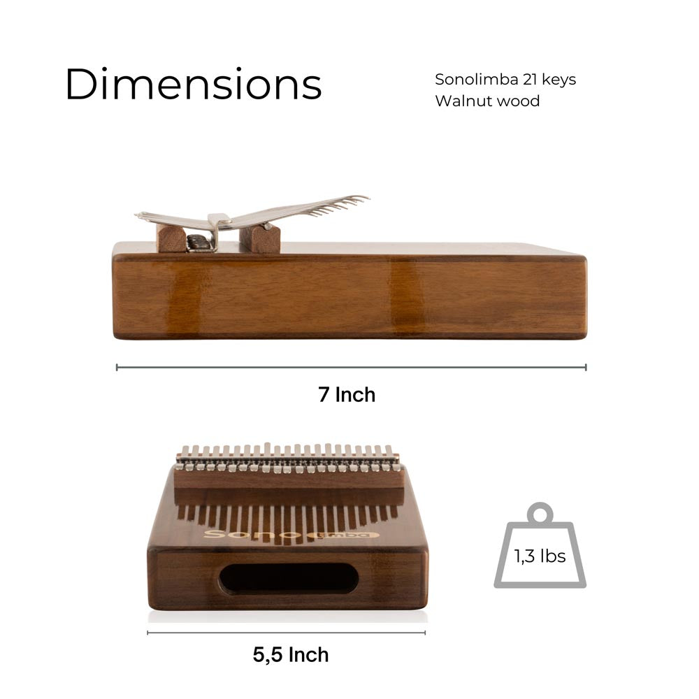 SonolimbaCalimba21keysWalnutwoodDimensions