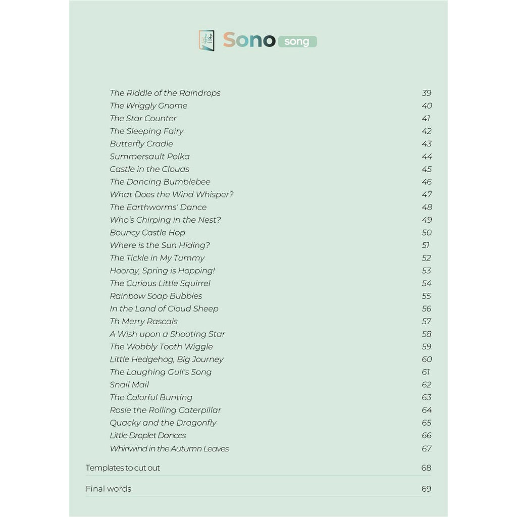 tongue drum music book table of content 2