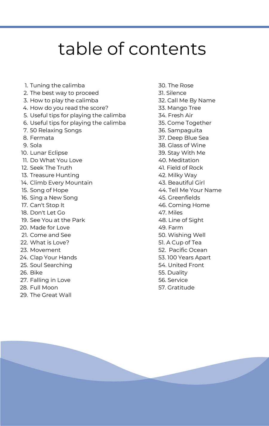 Page 1 from Relaxing Songs