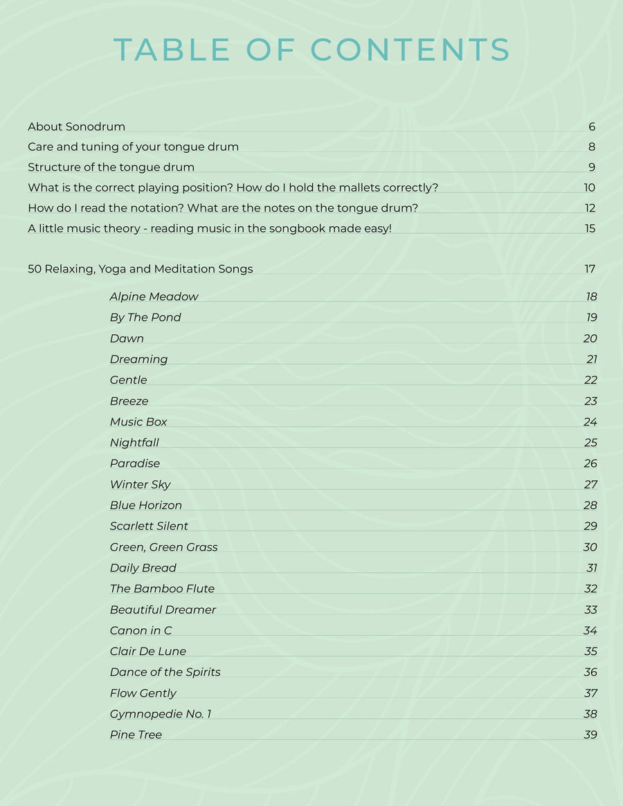Page 1 from Relaxing, Yoga and Meditation Songs